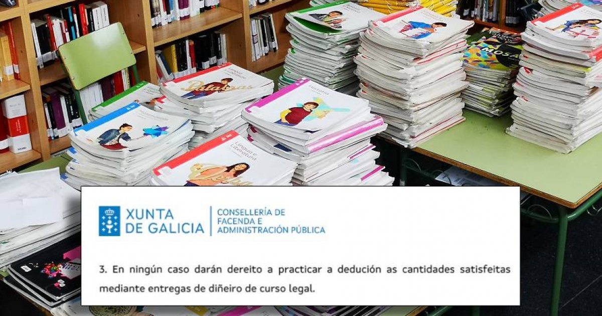 Os libros de texto mercados para este curso en efectivo quedan fóra da desgravación prometida pola Xunta
