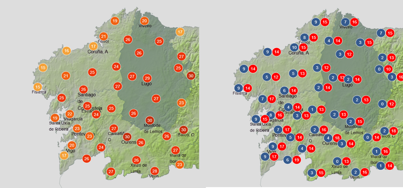 Galicia pasará do verán ao inverno nun día: unha caída de 15ºC en 24 horas trae neve este fin de semana