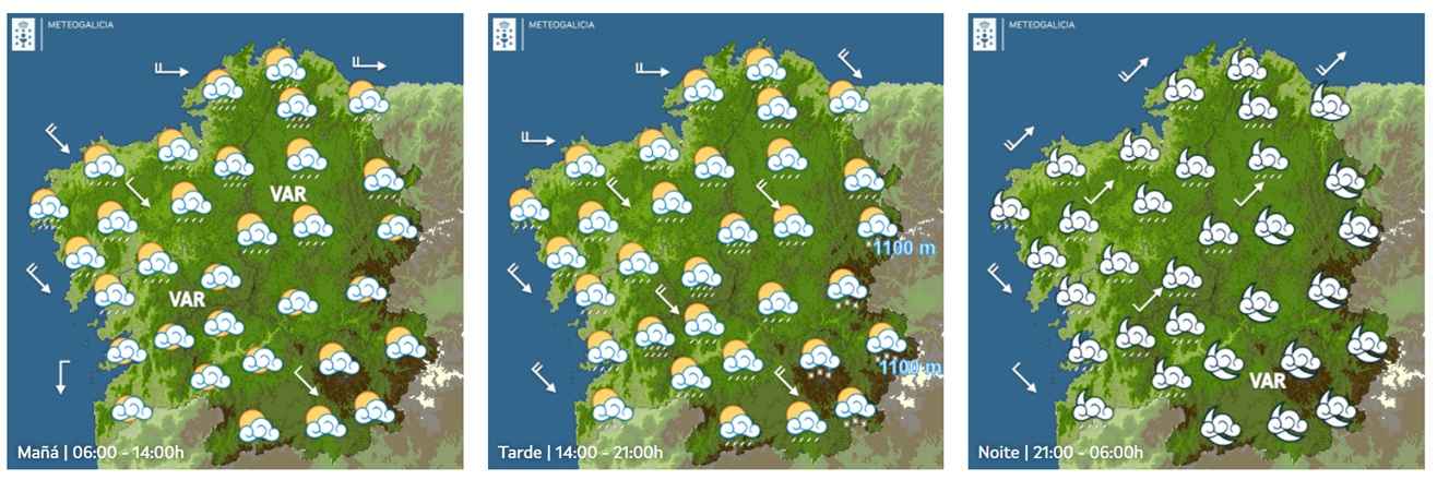 Chuvascos e descenso térmico nas Rías Baixas nunha xornada inestable tamén en Santiago