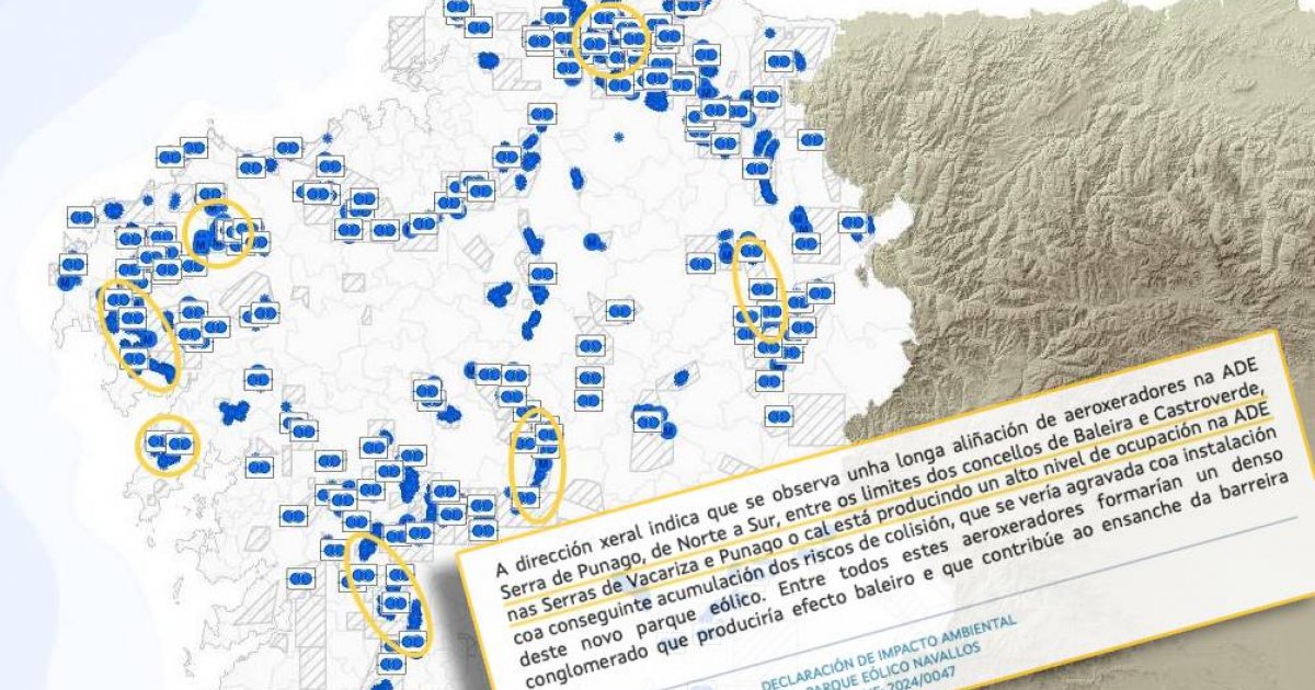 Xa son cando menos sete as zonas nas que a Xunta admite que non caben máis eólicos