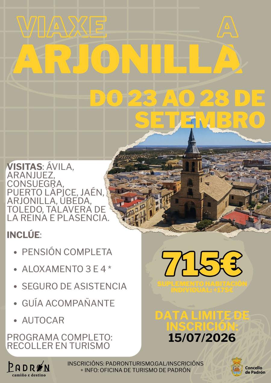 O Concello de Padrón organiza unha viaxe a Arjonilla de seis días