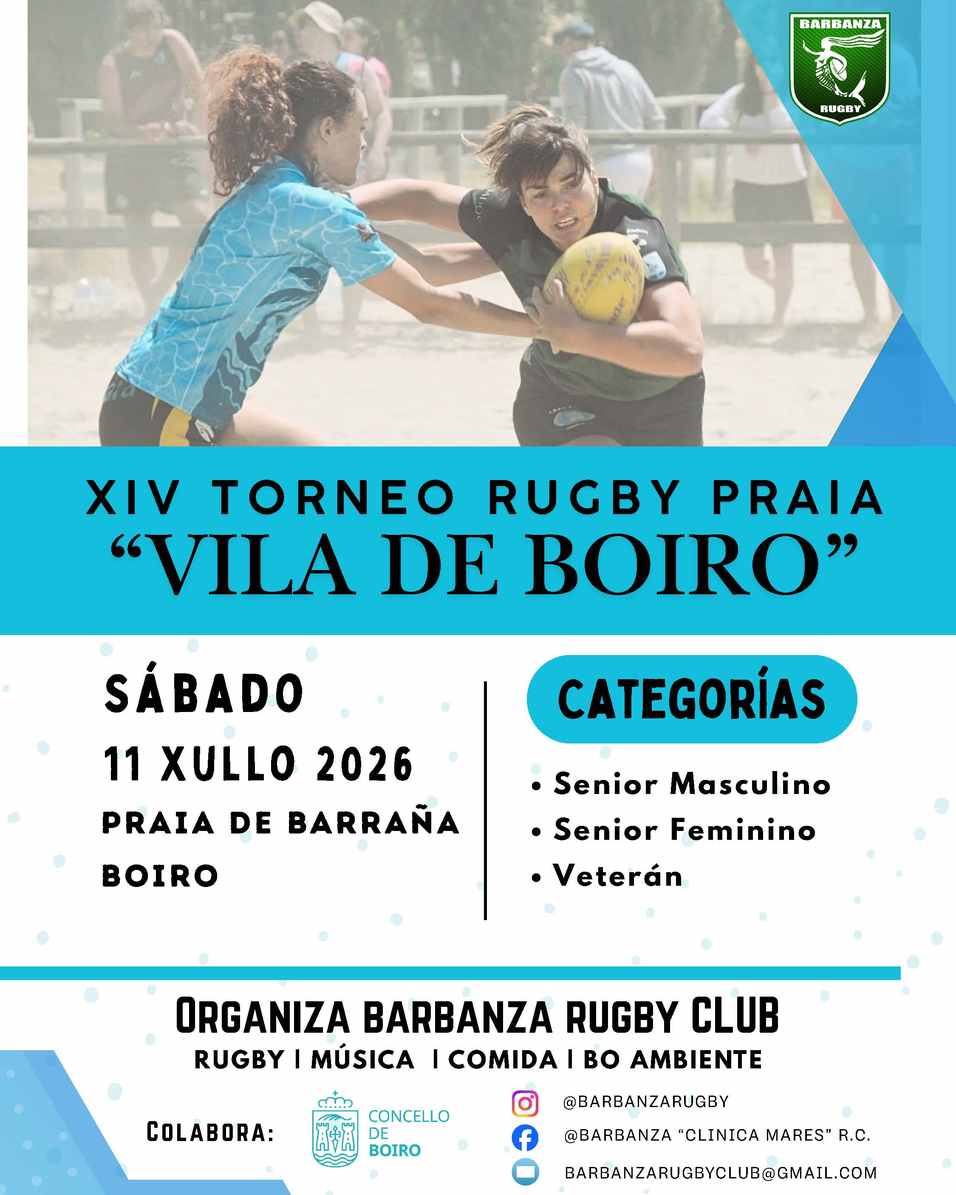 Barraña acolle este sábado a XIV edición do Torneo de Rugby Praia “Vila de Boiro”