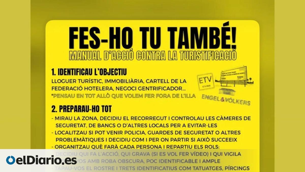 "¡Hazlo tú también!": un manual que anima a sabotear negocios turísticos pone en alerta a las administraciones en Balears