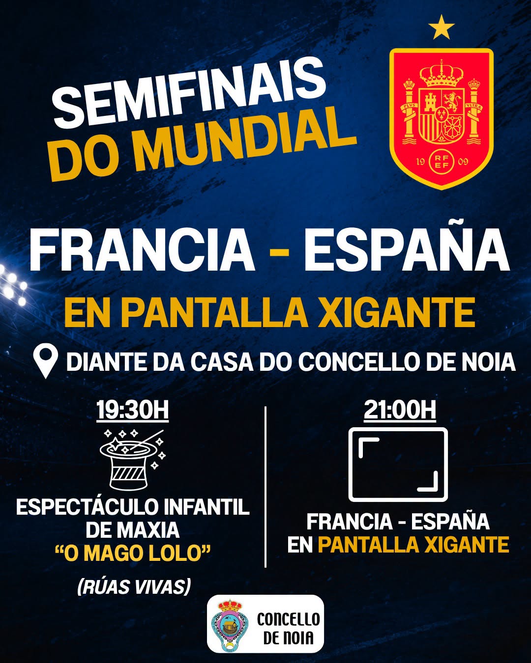 En Noia veciños e visitantes poderán ver o partido Francia – España en formato de pantalla grande na Alameda
