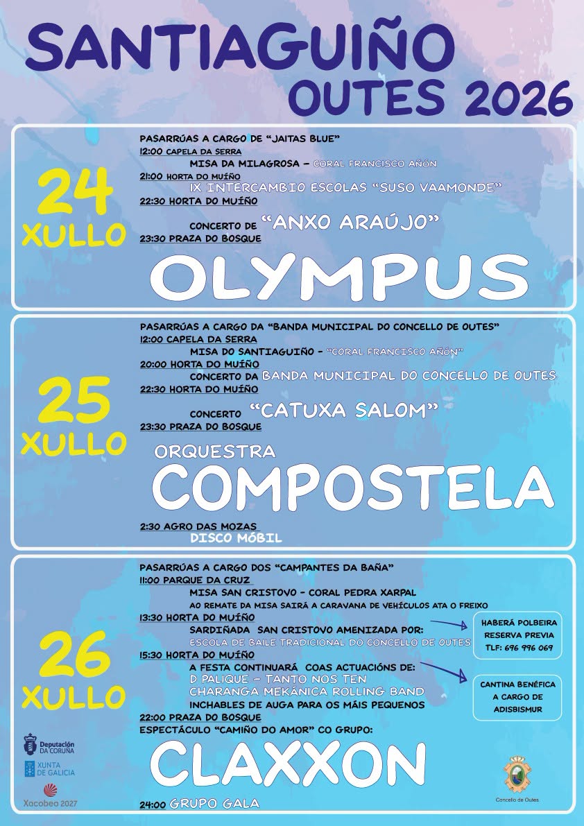 As Festas do Santiaguiño de Outes achegarán concertos para todas as idades