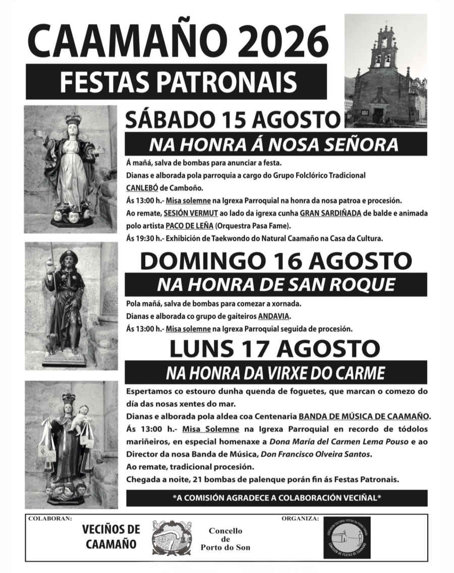Este sábado comezan as Festas Patronais de Caamaño