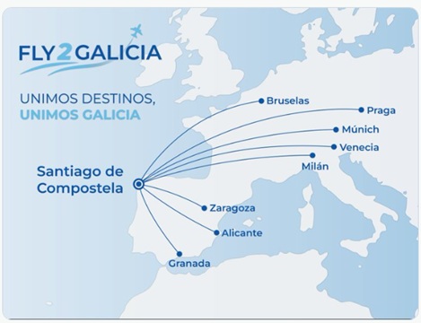 A nova aeroliña Fly2Galicia estrearase en decembro en Santiago con oito destinos