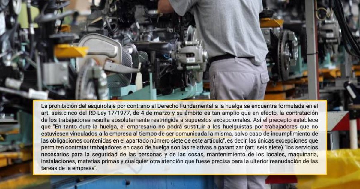 Condenada por esquirolaxe unha auxiliar da automoción ao contratar cinco traballadores durante unha folga