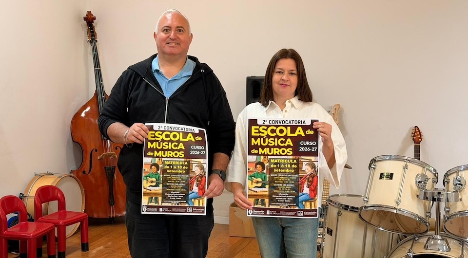 A Escola de Música de Muros abre a segunda convocatoria de matricula do 1 ó 18 de setembro