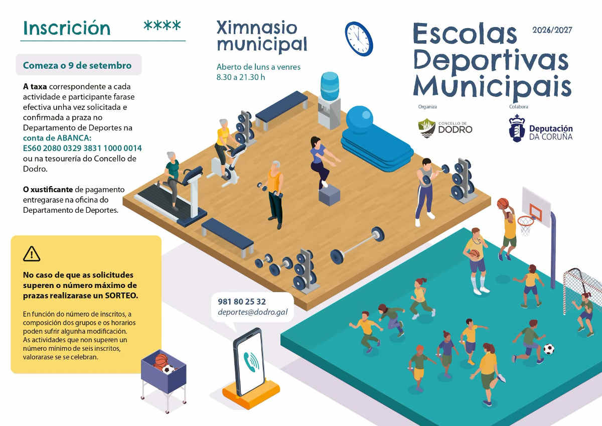 O Concello de Dodro activa as Escolas Deportivas Municipais 2026-2027