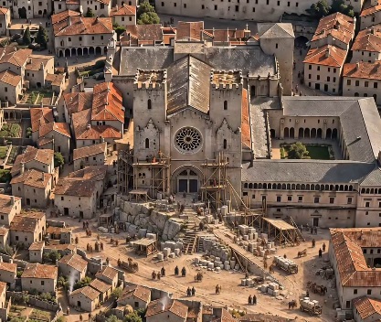 Así imaxina a IA 900 anos de transformación da Catedral de Santiago en menos dun minuto