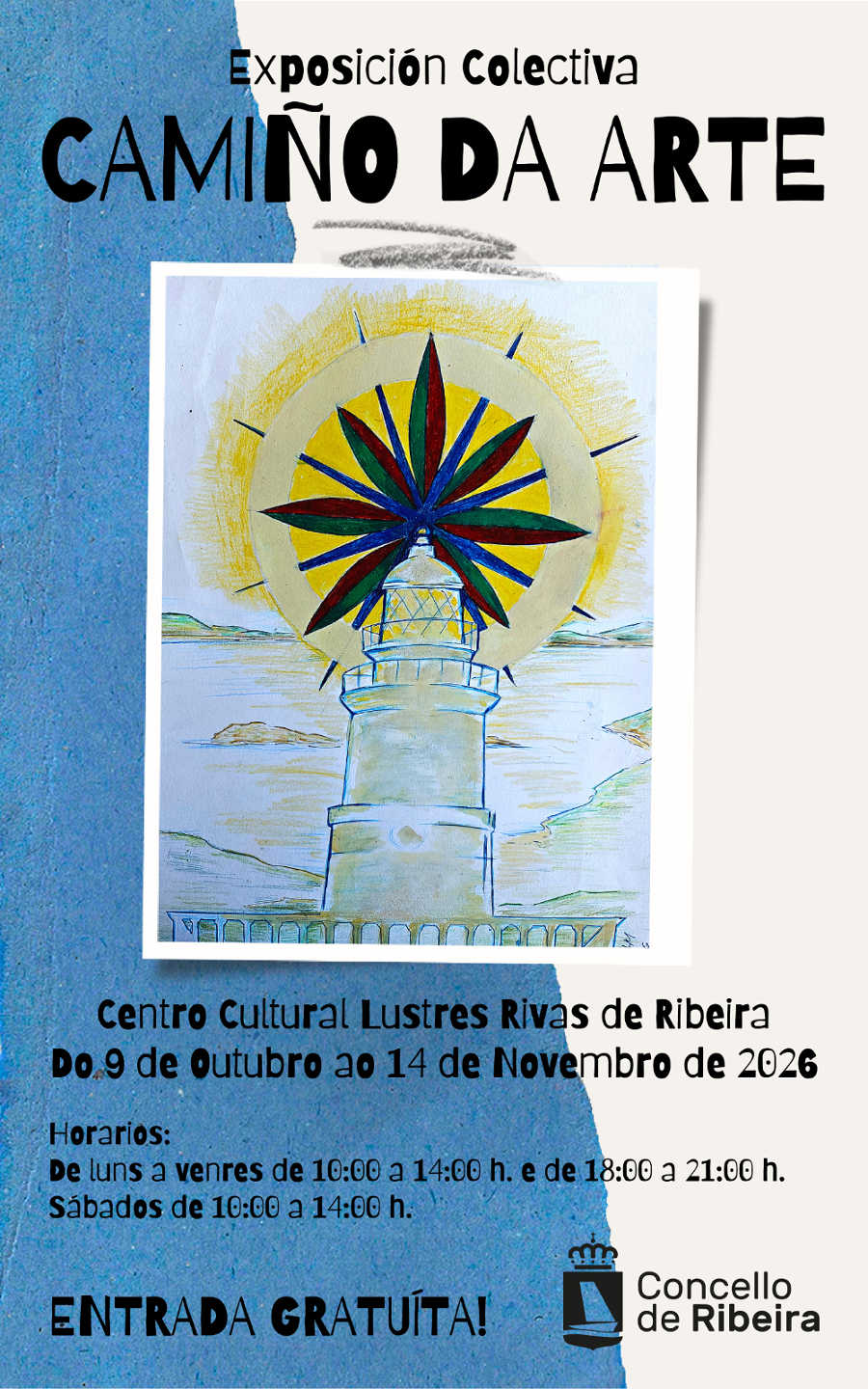 A exposición conxunta “Camiño da arte” amosa no Lustres Rivas o talento de creadores barbanzáns