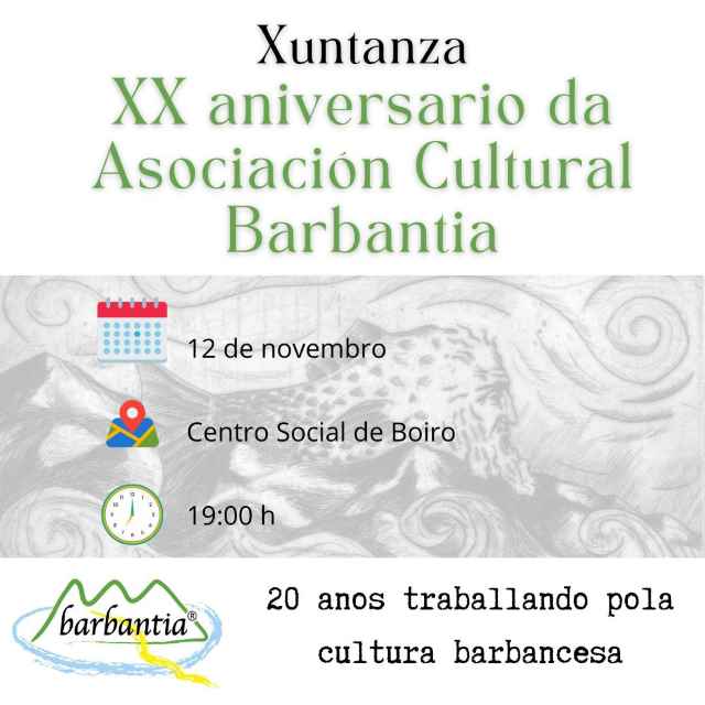 Este martes 12 a A.C. Barbantia cumpre 20 anos