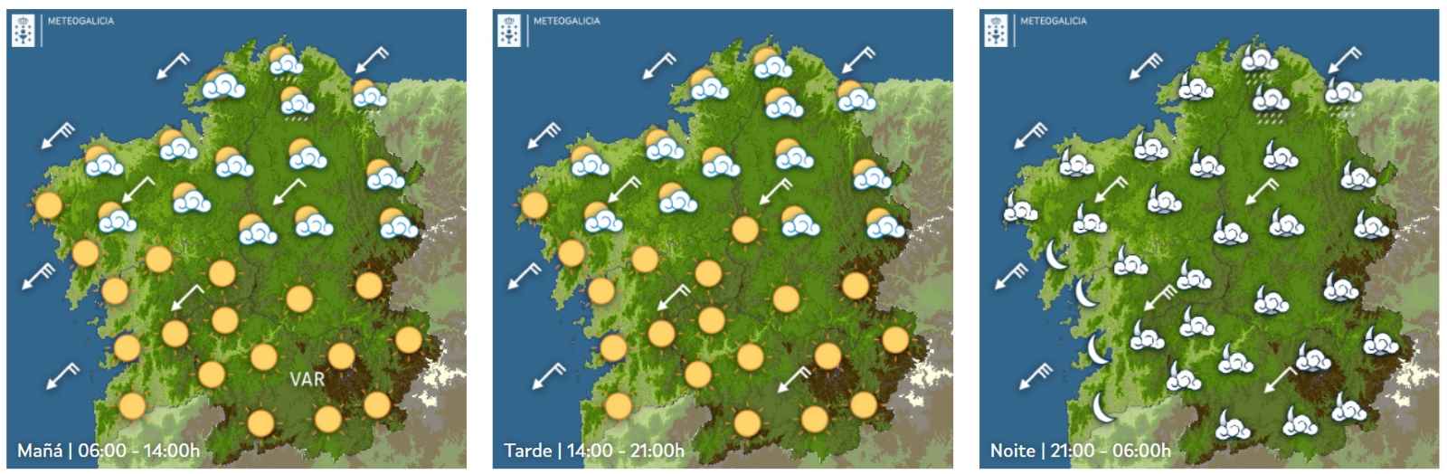 Martes 12, ceos despexados e lixeiro descenso das temperaturas