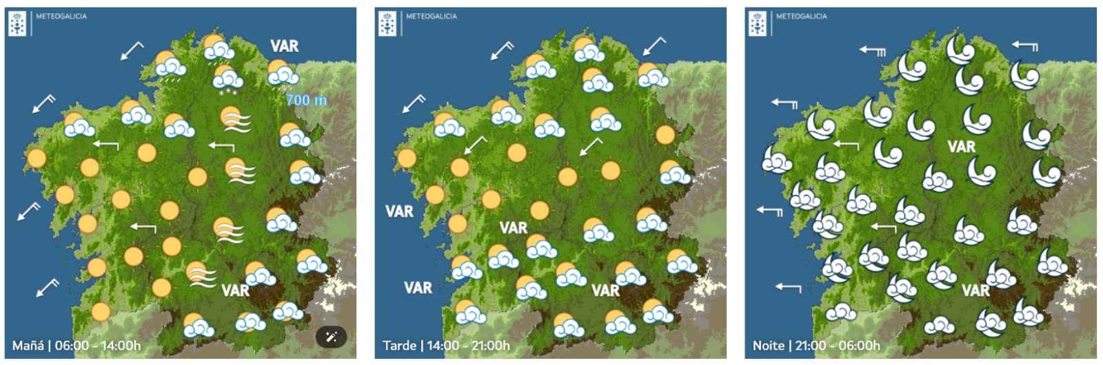 Domingo 16, prevese unha xornada de tempo intermedio con nubes e claros