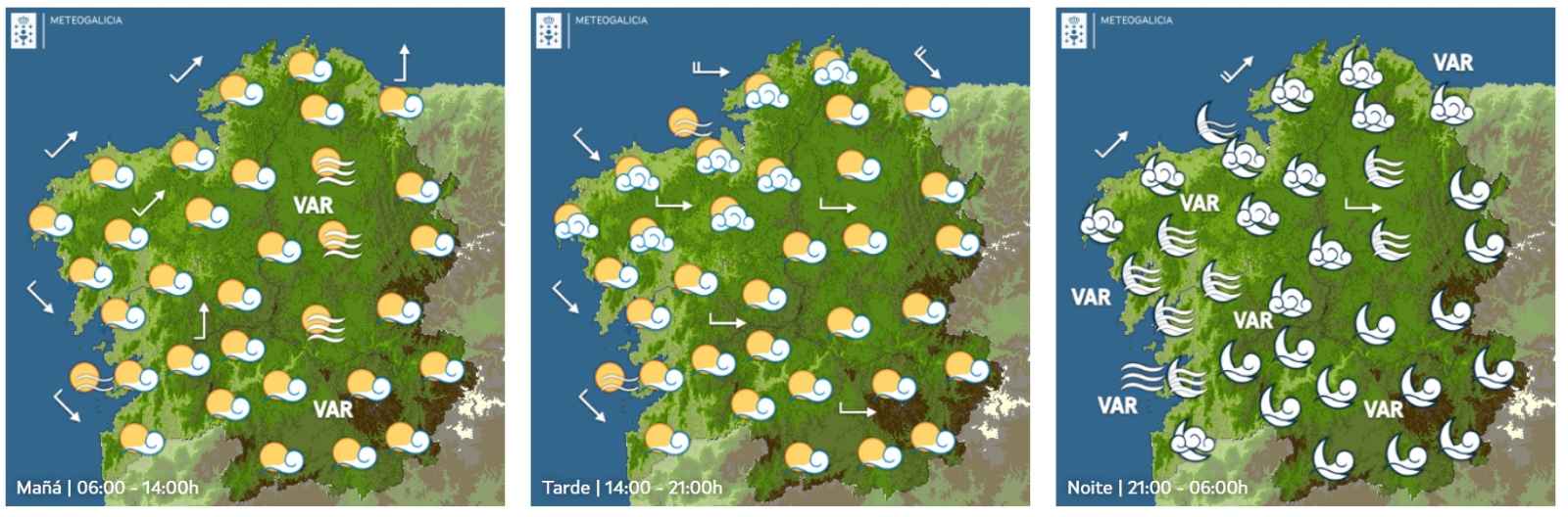 Xoves 2,  sol e néboas costeiras con temperaturas altas