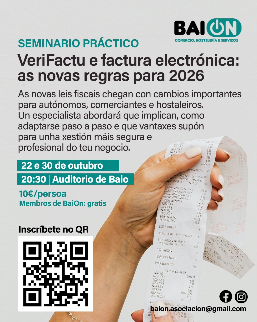 BaiON explica cun seminario como axudar a adaptarse á factura electrónica obrigatoria e ao sistema VeriFactu