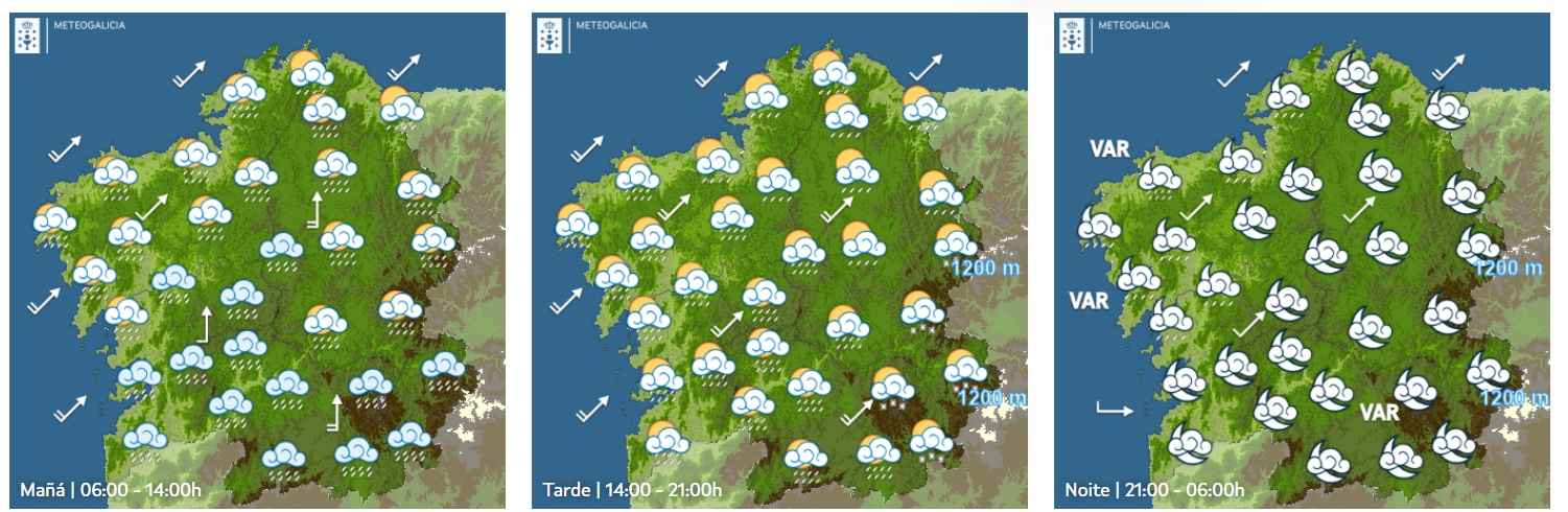 Martes 13, chuvias locamente fortes na primeira metade do día