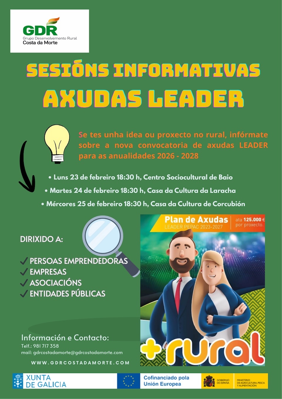 Novas sesións informativas das axudas do GDR en Baio, A Laracha e Corcubión