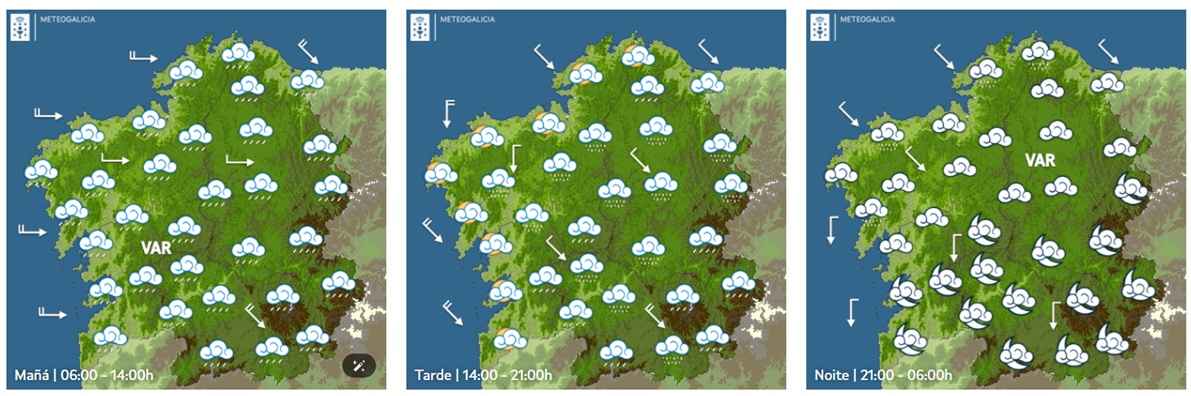 Ceos moi nubrados e choivas matinais este sábado nas Rías Baixas e Santiago