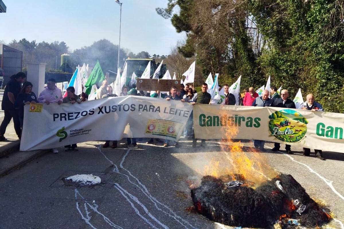 Protestas gandeiras e denuncias na conta atrás da baixada do leite